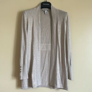 White House Black Market women’s open cardigan‎ XXS neutral gold metallic thread
